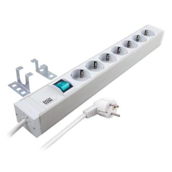 19" Steckdosenleiste 8-fach 1,2 HE  PVC grau 