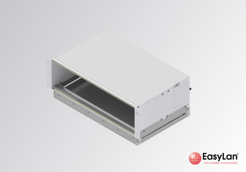 19" Baugruppenträger 4HE/84TE und integriertem 1HE Kabelüberlängenfach ausziehbar 