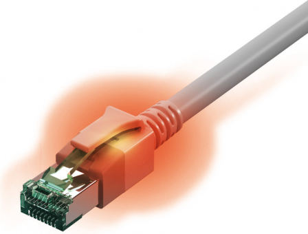 EasyLan. DualBoot. LED Patchkabel, Kat. 6A (ISO/IEC), geschirmt, grau, 4PPoE, 2,0m 