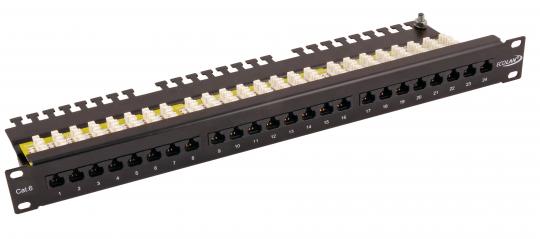 Patchpanel Cat.6UTP 19"/1HE 24xRJ45 schwarz 