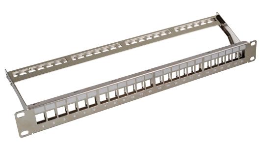 Patchpanel 24-Port, 1HE metallfarben 