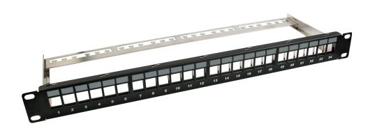Patchpanel 24-Port, 1HEschwarz RAL9005 