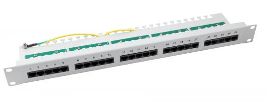 Patchpanel 25xRJ45 8/4 1HEISDN, RAL7035, Cat. 3 