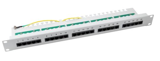 Patchpanel 25xRJ45 8/4 1HEISDN, RAL9005, Cat. 3 