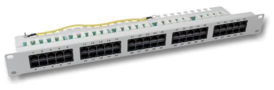 Patchpanel 50xRJ45 8/4 1HEISDN, RAL9005, Cat. 3 