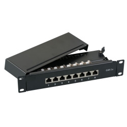 Mini Patchpanel 8xRJ45 Cat.5e, 1HE 10",Wandbefestigung o. Hutschiene,RAL9005 