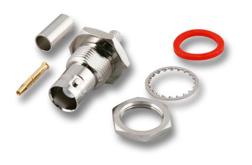 CrimpEinbaubuchsen RG59/6275/93 Ohm ohne Masseisolation 