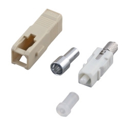 SC-Stecker Simplex Multimode,3 mm, inkl.Crimphülse u. rote Tülle 