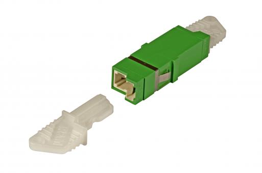 Kupplung E2000®/APC flanschlosKeramik, grün, SM 