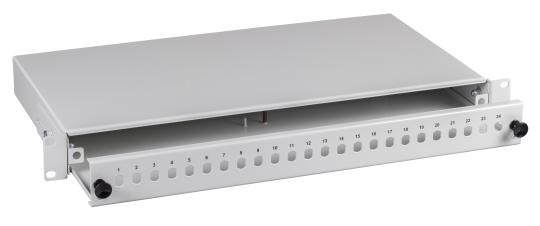 Spleißbox 24SC Simpl.,E2000,LCausziehbar, RAL7035, 1HE 