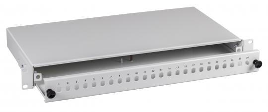 Spleißbox 12SC(D)Front waager.ausziehbar RAL7035, 1HE 