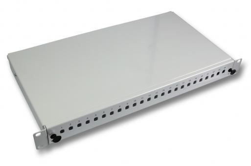 Spleißbox 24SC(D)-Front, fest,RAL7035, 1HE 