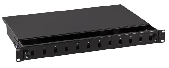 Spleißbox 24SC-simplex-Frontfest, RAL9005, 1HE 