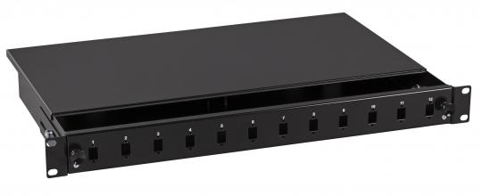 Spleißbox 12SC(D)-Front, festRAL9005, 1HE 