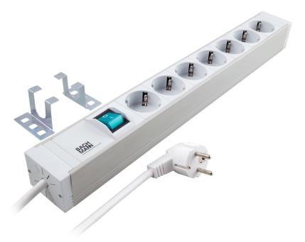 19" Steckdosenleiste 8-fachPVC grau 1,2 HE 