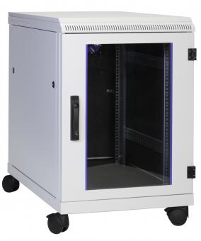 19" Netzwerkschr. 15HE, schallgedämmt, Bürodesign,inkl. Silent-Lüfter, Akustikschaum, RAL7035 