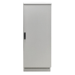19" Netzwerkschrank 24HE 800x800, IP55,mit vormontiertem Sockel, RAL7035 