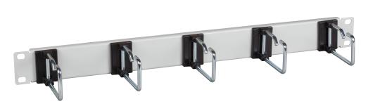 19" 1HE Kabelführungspanel, 5 x Stahlbügel 110 mm,Frontblende RAL7035 