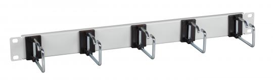 19" 1HE Kabelführungspanel, 5 x Stahlbügel 110 mm,Frontblende RAL9005 