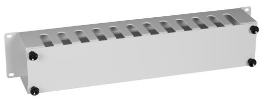 Kabelführung 19", 2HE, RAL7035mit Abdeckung 