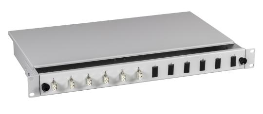 Spleißbox LC 50/125µ a., OM324 Pigt. abgesetzt / 12 Kuppl. 