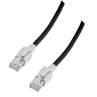 RJ45 Patchkabel S/FTP, Cat.6A, VC LED, 1m, schwarz 