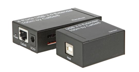 USB2.0 Extender Cat.5e/6 100m4-Port, inkl. Netzteil 