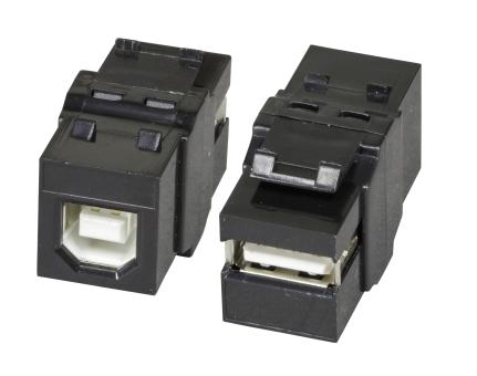 USB2.0 Snap-In Adapter schwarzBuchse Serie A/Buchse Serie B 