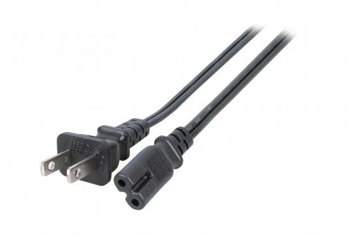 Netzleitung USA/NEMA-C7 180°,schwarz, 1.8m , SPT-2 AWG18x2C 