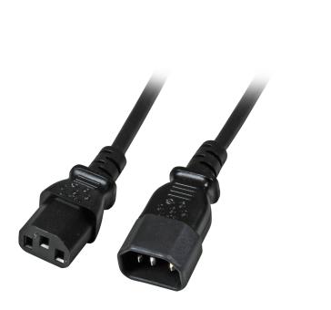 Kaltgeräteverlängerung C13-C14St-Bu,schwarz, 1 m, 3x0.75mm² 