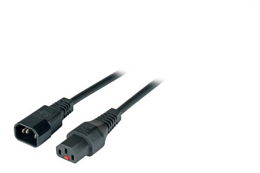 Kaltgeräteverlängerung C13-C14mit IEC Lock, schwarz, Länge 0.5m 