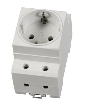 Einbausteckdose 1-fach für Hutschienegrau 