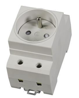 Einbausteckdose 1-fach für HutschieneFrankreich(UTE) grau 