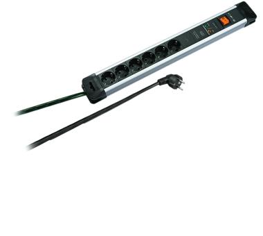 6-fach Tischsteckdosenleistemit ÜSS 2,00 m Zuleitung 