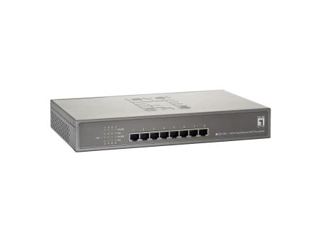 8 Port Fast Ethernet PoE Plus Switch 123.2W 