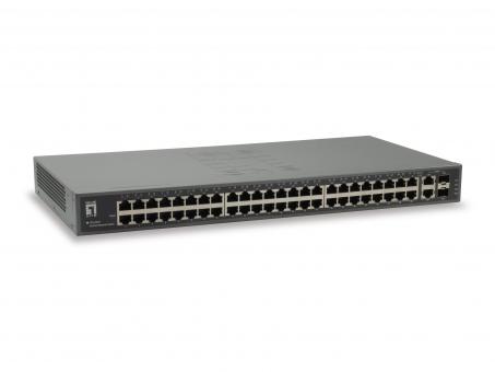52-Port Fast Ethernet Switch, 48x RJ45 FastEthernet, 2x RJ45 und 2x SFP Gigabit 