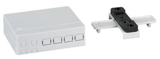 FTTH Indoor Hutschienenbox für 4Fasern, 4Kupplungeund Faserüberlängenaufnahme 