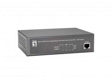 5-Port-Gigabit-PoE-Switch, 65W802.3at PoE+, 4 PoE-Ausgänge 