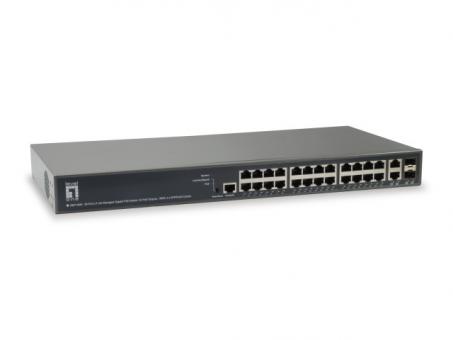 26-Port L3 Lite Managed Gigabit PoE Switch24 PoE Outputs, 370W, 2 x SFP/RJ45 Combo 