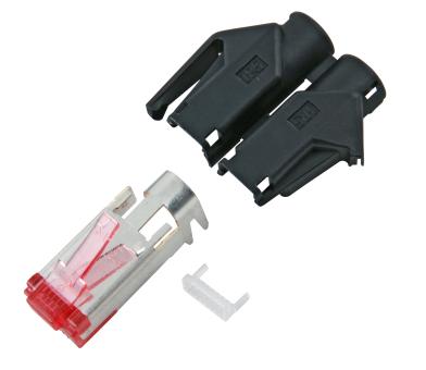 RJ45-Hirose Stecker TM21 schwarz, 1 St., 3 Elemente, Cat.6 