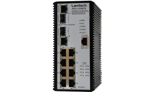 8 10/100TX + 2 10/100/1000T/Dual Speed SFP Combow/8-PoE at/af Managed Ind. Switch, -20°C ~ 60°C 