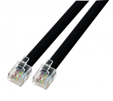 Modularkabel RJ11 (6/4) / RJ11(6/4) 4-fach Flachkabel, 1,5m, schwarz 
