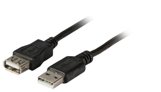 USB2.0 Verlängerungskabel A-ASt-Bu 1,8m schwarz, Premium 