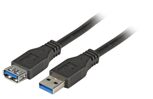 USB3.0 Verlängerungskabel A-ASt-Bu 1,0m schwarz, Enhanced 