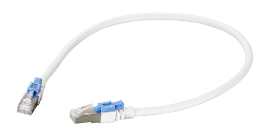 RJ45 Patchkabel S/FTP,Cat.6, 26AWG BC, LSZH, 1m, weiß, abschließbar (blau) 