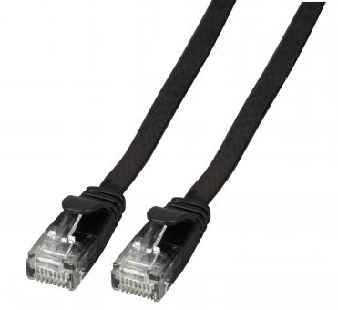 RJ45 Flachpatchkabel U/UTP, Cat.6A,0,5m, schwarz 