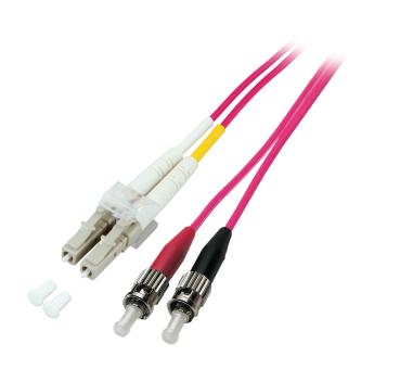 Duplex Patchkabel LC-ST 50/125µ, OM4, LSZH,erika violett, 2.0mm, 1m 