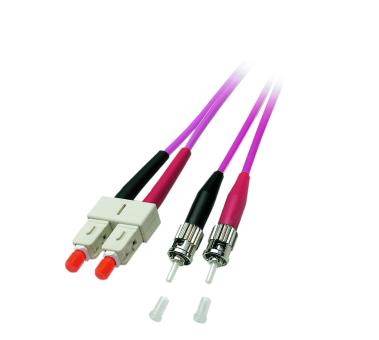 Duplex Patchkabel SC-ST 50/125µ, OM4, LSZH,erika violett, 3.0mm, 7,5m 