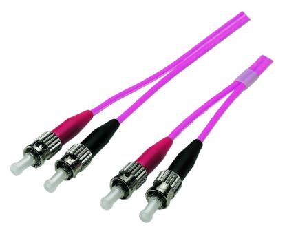 Duplex Patchkabel ST-ST 50/125µ, OM4, LSZH,erika violett, 3.0mm, 0,5m 