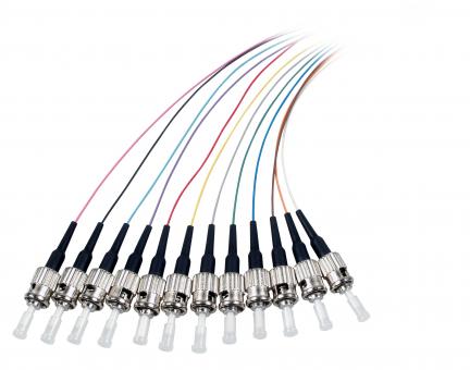 Faserpigtail ST 50/125µ OM2, 12-farbiger Satz, 2m 